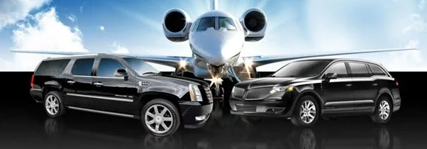 Two Luxury Black Cars, One White Airplane