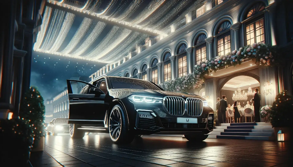 Luxury Black Car Arriving at Private Event, RNR