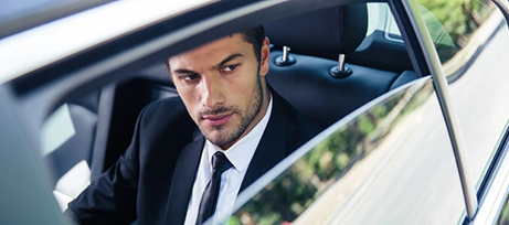 High Profile Man in Luxury Car for Private Event, RNR Transportation